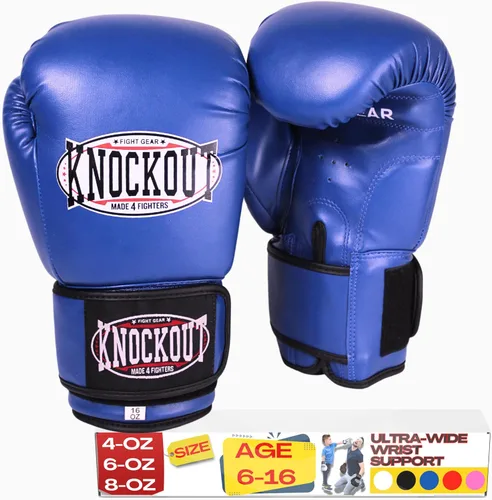 Vista 9 de Kids Boxing Gloves for Training, Youth Punching Bag Gloves Age 4-15 boys & girls, Wide hook-and-loop wrist strap, High-density foam padding, boxing