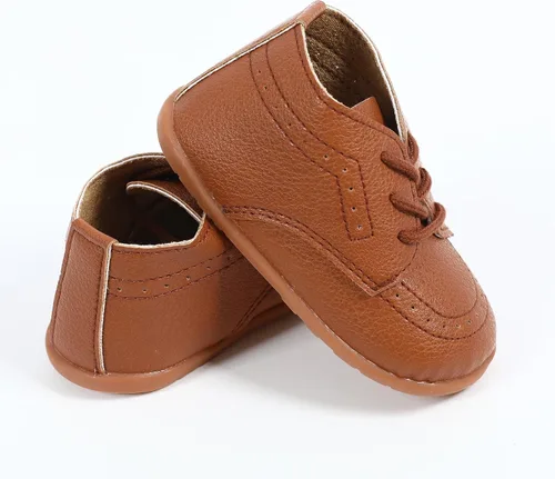 Vista 4 de AGJ Zapatos de vestir Oxford para bebés, niños y niñas, de piel sintética, suela suave, zapatos antideslizantes para caminar y bodas