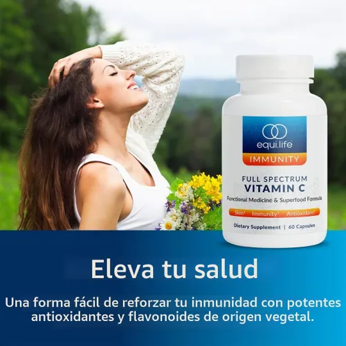 Vista 4 de Equilife Suplemento de vitamina C Full Spectrium, con quercetina, 60