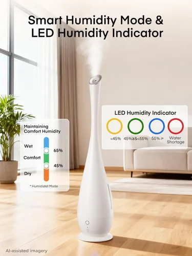Vista 4 de FOHERE Humidificadores para dormitorio, habitación grande, 5 L, humidificador silencioso de niebla fría de 48 horas de larga duración para plantas