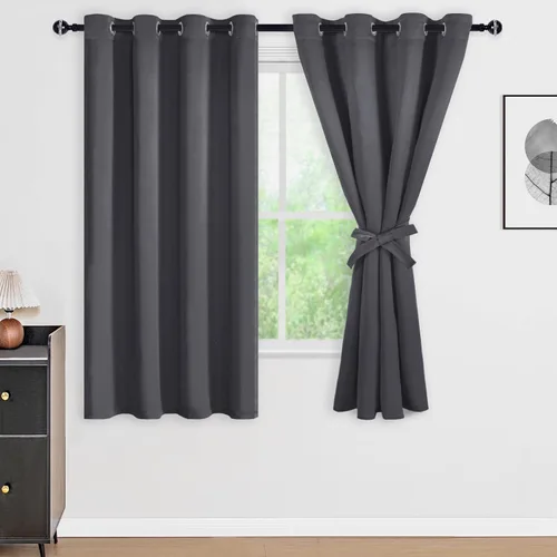 Vista 10 de DWCN - Cortinas 100% opacas para dormitorio con forro negro, cortinas de ventana de doble capa con aislamiento térmico que oscurecen toda la Azul