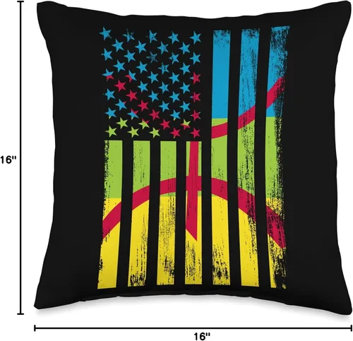 Vista 4 de Amazigh & USA Flag for proud People Amazigh & USA - Almohada de 16 x 16 pulgadas, multicolor