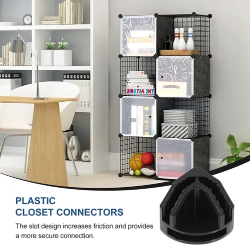 Vista 3 de ARTIBETTER Conector organizador de cubos de plástico, 20 unidades, conector de cubo de alambre, organización de almacenamiento de armario (negro)