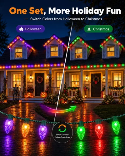 Vista 9 de Cadena de luces de Navidad Smart RGB C9 de 33 pies con 50 LED