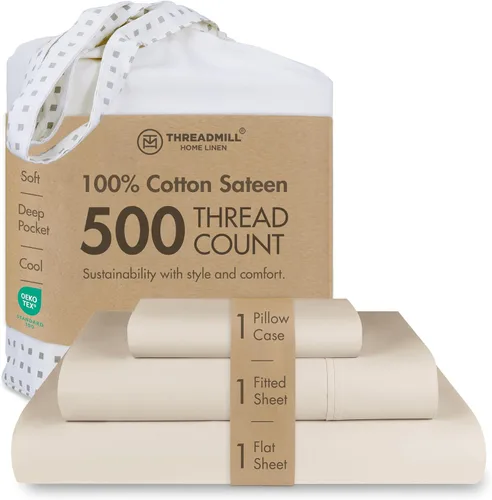 Vista 48 de Threadmill - Sábanas de algodón de lujo para hotel, tamaño King, 100% algodón, 500 hilos con bolsillo profundo, ajuste cómodo, suaves y frescas