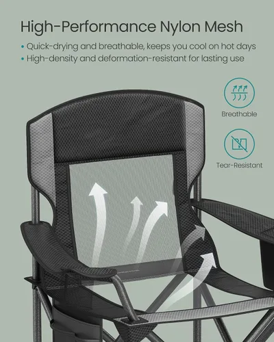 Vista 6 de SONGMICS Silla de camping, silla plegable de gran tamaño, cómoda y resistente, capacidad de peso de 352 libras, reposabrazos ajustables con bolsa