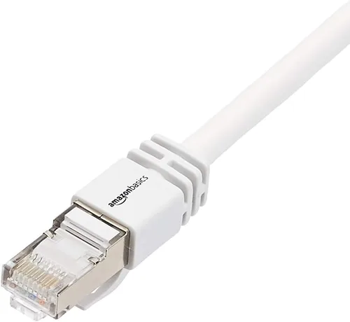 Vista 3 de Amazon Basics - Cable de conexión Ethernet RJ45 Cat 7, 10 Gpbs de alta velocidad, 600 MHz, con doble blindaje, 1,5 m, blanco