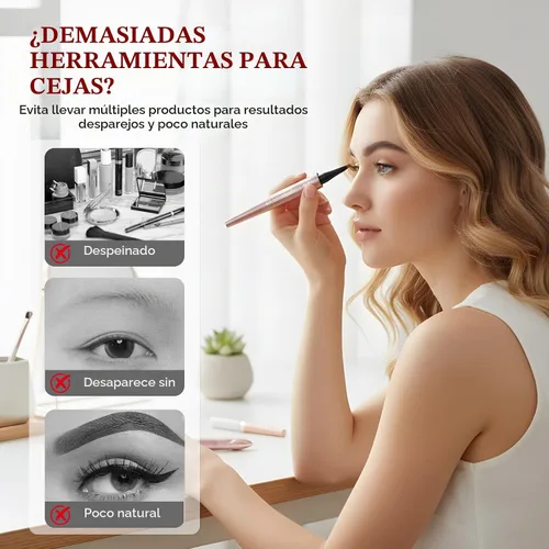 Vista 3 de Microblading - Lápiz de cejas 3D de 4 puntas, resistente al agua, de larga duración, para contornear con trazos finos, maquillaje natural de alta