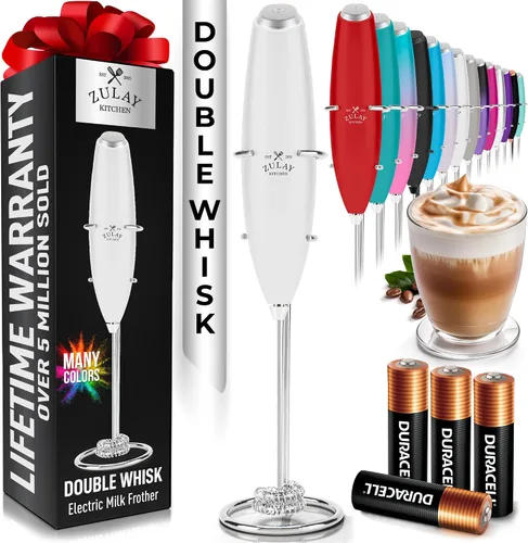 Vista 50 de Zulay Kitchen Potente varita espumadora de leche con 2 baterías Duracell – Mezclador de bebidas portátil ultrarrápido – Máquina de espuma eléctrica