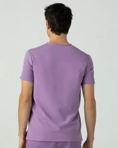 Vista 3 de Mediclo Camisa médica médica para hombre - Crevan Essential 3 bolsillos Eco amigable con el medio ambiente FYSEL tela con cuello en V camisa ropa