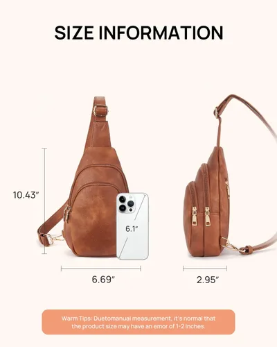 Vista 180 de Telena Riñonera pequeña para mujer, de cuero, cangureras, bolsa de pecho para mujer