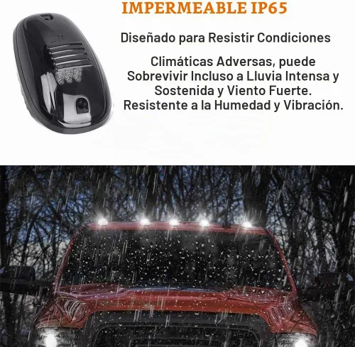Vista 4 de NPAUTO 5 luces LED ahumadas para cabina blanca 9 luces LED de liquidación para techo superior de techo, luces de circulación de repuesto