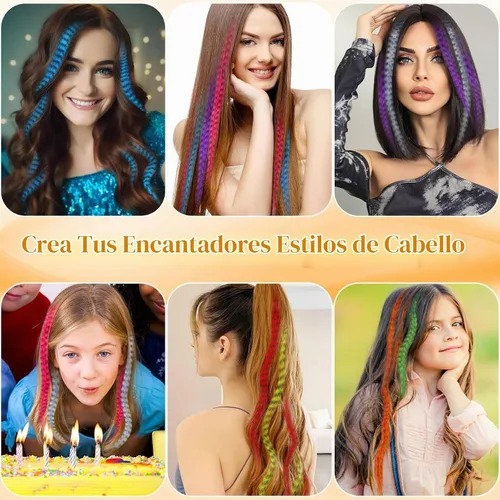 Vista 7 de Kit de 65 piezas de plumas para el cabello con herramientas para extensiones de cabello, kit de extensiones de plumas de cabello sintético largo