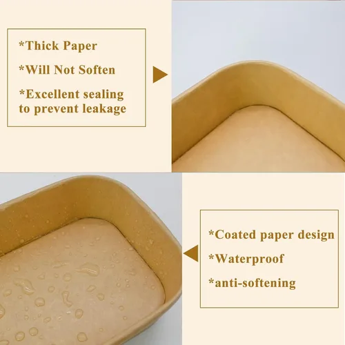 Vista 7 de Recipiente desechable de 17 onzas con tapas, 50 juegos de tazones de papel para acai compostables para fideos de sopa, aptos para microondas