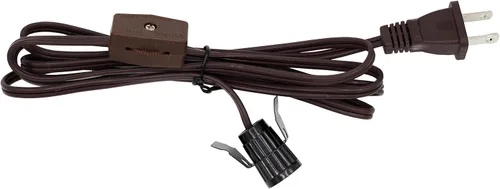 Vista 2 de Creative Hobbies cable de lámpara con clip y foco de 7 W para lámparas de sal, aldeas navideñas, calabazas y más - de 1,8 m con interruptor de Marrón