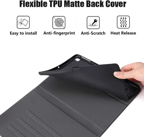 Vista 6 de Funda para Samsung Galaxy Tab A8 de 10.5 pulgadas (SM-X200/X205/X207), funda de piel sintética premium con función de encendido automático