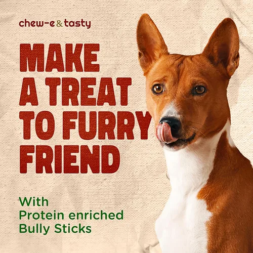 Vista 4 de chew-e&tasty Golosinas masticables para perros de grado prémium de 6 pulgadas, de un solo ingrediente, de larga duración, con alto contenido