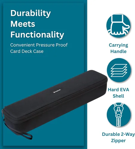 Vista 4 de Hard Storage Case for 1400 Cards - Interior Size: 17.5" x 2.5" x 3.5" - Includes 5 Dividers - Zippered Hard Shell Case - Sports Cards, Card Game