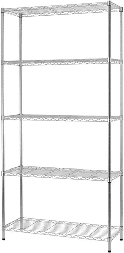 Vista 22 de BestOffice Estantes de almacenamiento de alambre de 4 niveles 12 pulgadas de profundidad x 18 pulgadas de ancho x 44 pulgadas de alto Negro