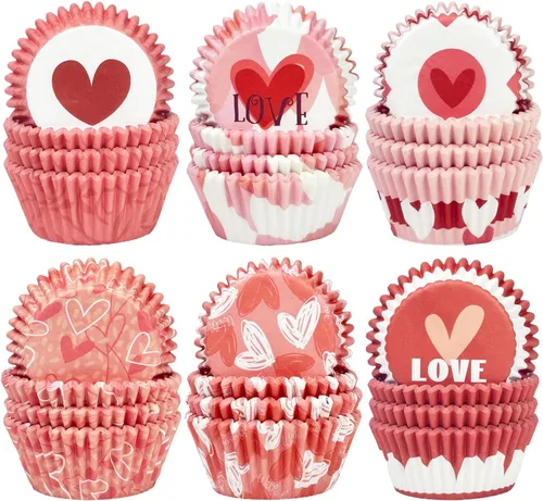 Vista 7 de qiqee 6 Designs Cupcake Liners, 300 unidades, tamaño estándar