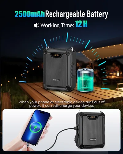 Vista 4 de SHIDU Amplificador de voz de 30 W y auriculares flexibles para micrófono de disfraz