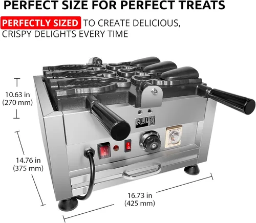 Vista 6 de Comercial Eléctrico Japón Boca Abierta Pescado Waffle Hierro Helado Máquina Taiyaki Maker Máquina y dispensador de masa y cuchara de relleno
