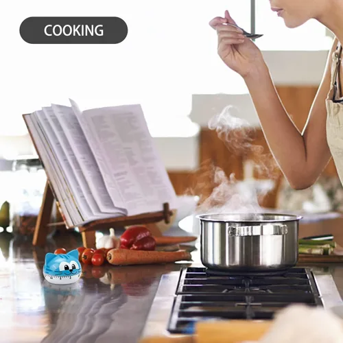 Vista 3 de Lindo temporizador de cocina mecánico temporizador para niños (gato azul)
