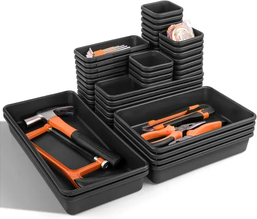 Vista 8 de Takytao【48Pcs】【5 Tamaños】Organizador de Caja de Herramientas, Juego de Divisores de Bandeja Organizadora de Cajones, Almacenamiento de Herramientas
