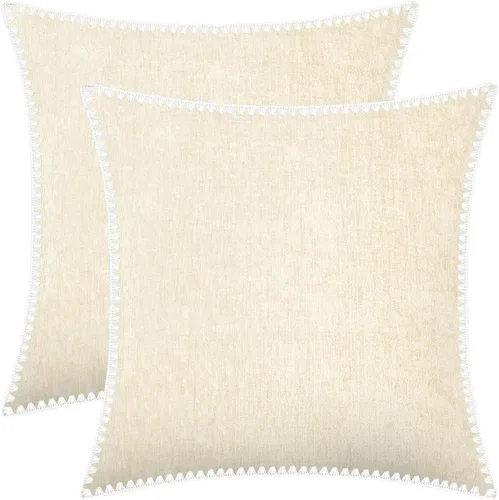 Vista 67 de BRAWARM Fundas de almohada 40x40 cm - Paquete de 2 fundas de almohada de chenilla negra, fundas de almohada de chenilla suave teñida sólida
