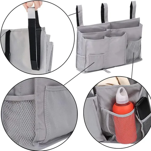 Vista 5 de Organizador para literas - Organizador de almacenamiento para cabecera con bolsillo, organizador colgante para campamento, dormitorio, habitación