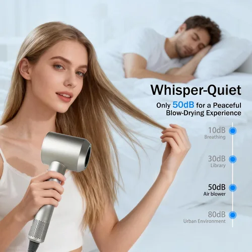 Vista 6 de Secador de pelo iónico profesional para mujeres, 115000 RPM Secador portátil de alta velocidad para hombres. Secador de pelo silencioso y ligero
