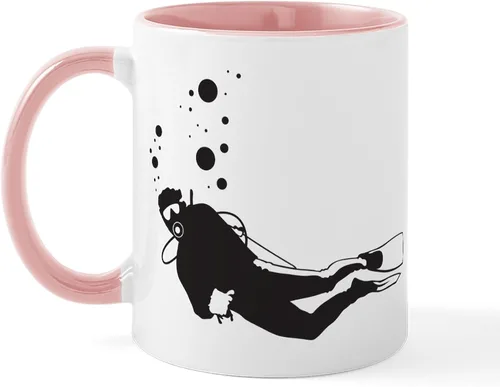 Vista 40 de CafePress Scuba Flag Diver Taza de café de cerámica de 11 oz (11.0 fl oz)