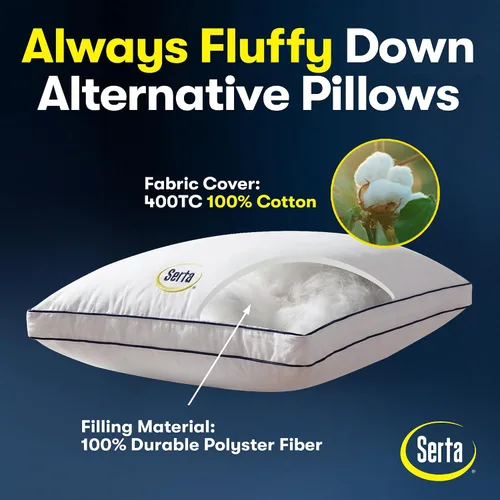 Vista 7 de Serta Juego de 2 almohadas de cama tamaño Queen/estándar, soporte suave