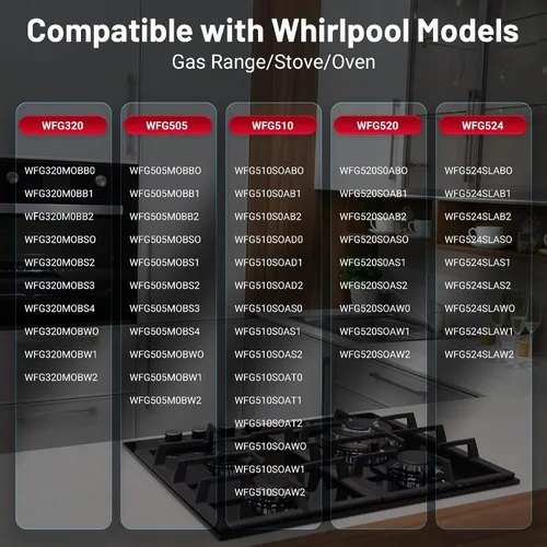Vista 5 de Reemplazos de Pomos de Estufa de Gas W10339442 Mejorados para Gama de Gas Whirlpool, Reemplaza WPW10339442VP, 2311008, AP6019877, PS11753188