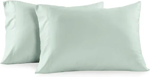 Vista 14 de Royal Tradition Juego de 2 fundas de almohada de viscosa de bambú, juego de 2 fundas de almohada estándar/Queen, color beige sólido, súper suave