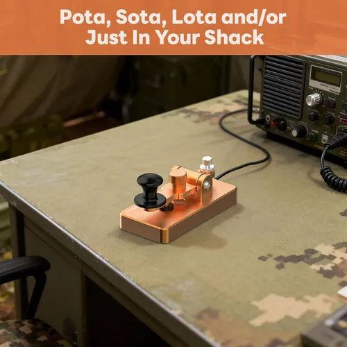 Vista 5 de Putikeeg Clásico Morse Mini Código Clave Morse Código Paleta Llave Aleación de Aluminio Mini-Key Morse CW Llave Portátil Morse Práctica Clave Oro