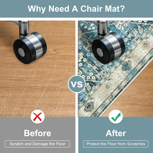 Vista 3 de Anidaroel Alfombra para Silla de Oficina para Piso de Madera Dura, Protector para Silla con Ruedas de 36"x48", Alfombra para Computadora