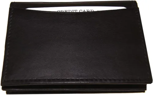 Vista 5 de Improving Lifestyles Cartera de cuero para hombre plegable negro pequeño titular de la tarjeta de crédito ventana ID bolsa de regalo de organza