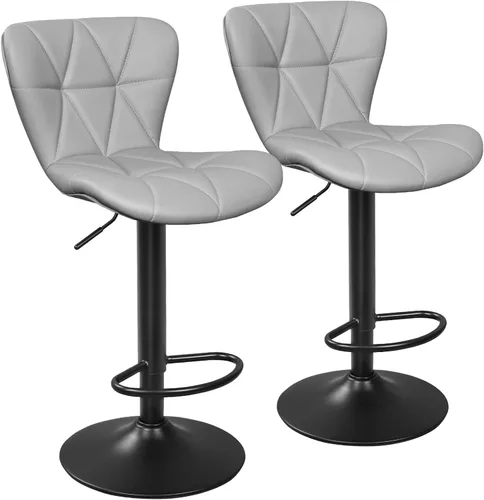 Vista 12 de ERGOSEAT Juego de 2 taburetes de bar de altura de mostrador de 24 pulgadas Parte trasera de metal - Negro