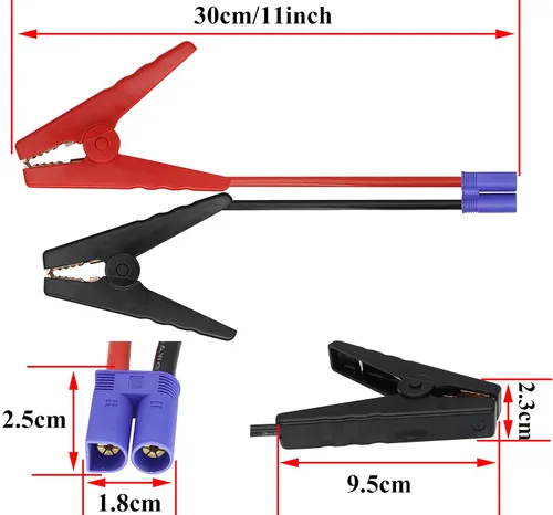 Vista 3 de Adaptador de Cable de Puente de Batería, Cable de Arranque de Coche con Abrazadera Alligator a EC5, Clip de Arranque de Emergencia de Coche (10 AWG)