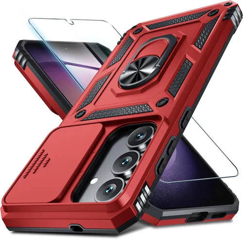 Vista 36 de Janmitta Compatible con Samsung Galaxy S24 FE Funda con Cubierta Deslizante Integrada para Lente de Cámara+Protector de Pantalla+Soporte de Anillo