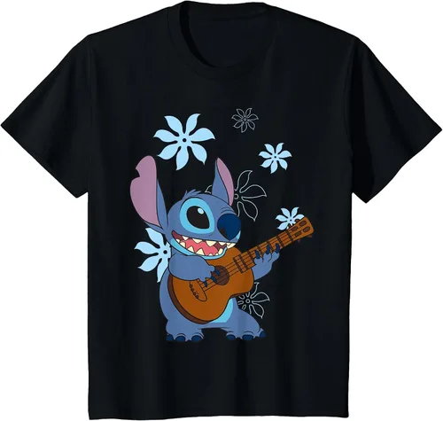 Vista 34 de Camiseta de danza floral Lilo & Stitch con ukelele para niñas Gris asfalto