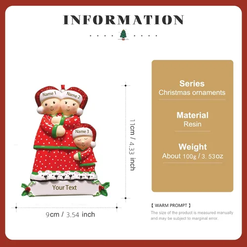 Vista 2 de Adornos de Navidad personalizados, adornos de Navidad 2023, nombres grabados personalizados, adornos de Navidad familiares para decoración del árbol