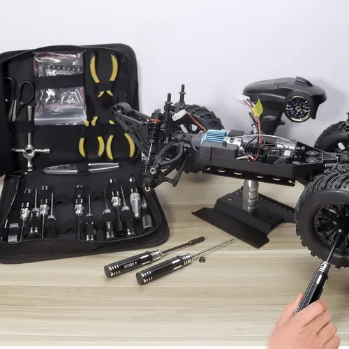 Vista 7 de RC Station Kit de herramientas RC 26 en 1 Kit de herramientas de coche RC Multi RC Herramientas Destornillador Alicates Set Plano, Phillips, Hex, RC