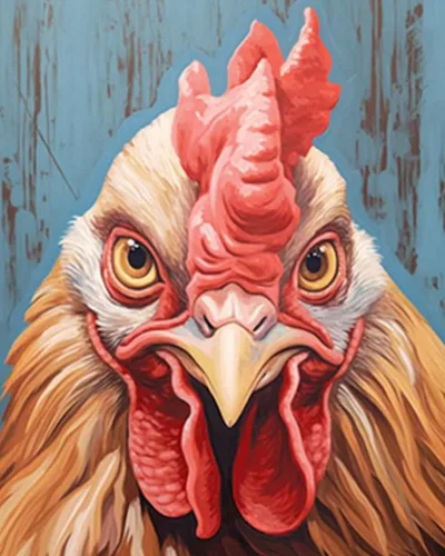 Vista 15 de Tucocoo Bumbers - Pintura de animales de granja para adultos, pintura acrílica por números, pintura acrílica, lienzo, decoración de cocina, gallo