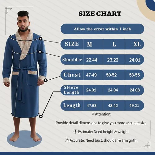 Vista 2 de MHJHBBE Bata de punto para hombre, de algodón, ligera, suave, de manga larga, con cuello chal