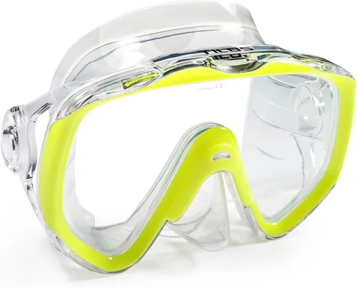 Vista 6 de Tilos Titanica, máscara de lente única para buceo y snorkel (negro, adulto)