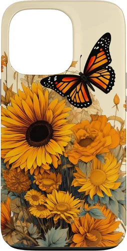 Vista 10 de Vintage Sunflower and Monarch Butterfly Case for iPhone 17
