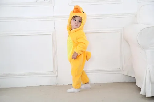 Vista 3 de Dream cosplay - Disfraz unisex para bebé, de franela animal para Halloween, ropa para el hogar Pato