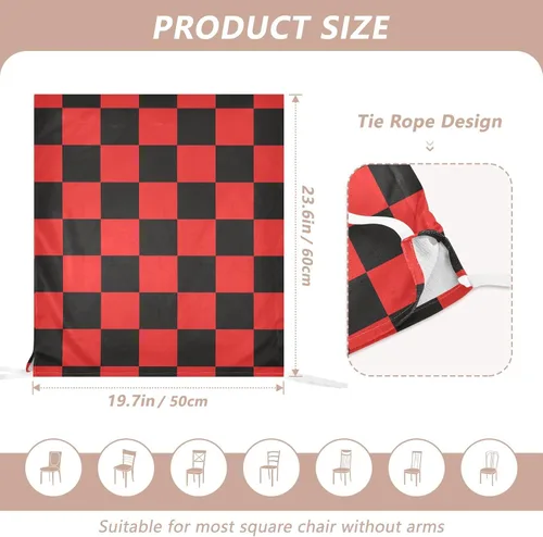 Vista 3 de Light Red and Black Checkered Pattern Decorative Birthday Seat Cover for Classroom Chair for Birthday Party Soft Waterproof Chair Covers for Dining